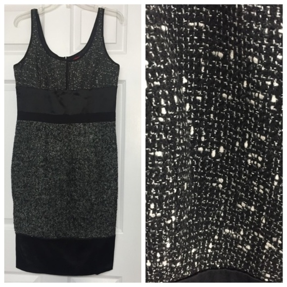 Narciso Rodriguez Black Tweed Satin Metallic Formal Dress Sz 12 - Picture 1 of 8